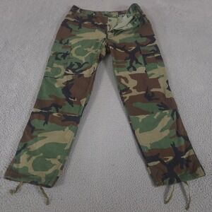 VINTAGE US Military Pants Mens Large Trousers Green Woodland Camo Ripstop Combat